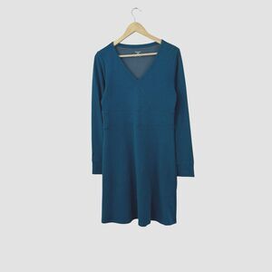 Horny Toad Medium Finlay Dress Blue Long Sleeve Tencel Lyocell Stretch Womens